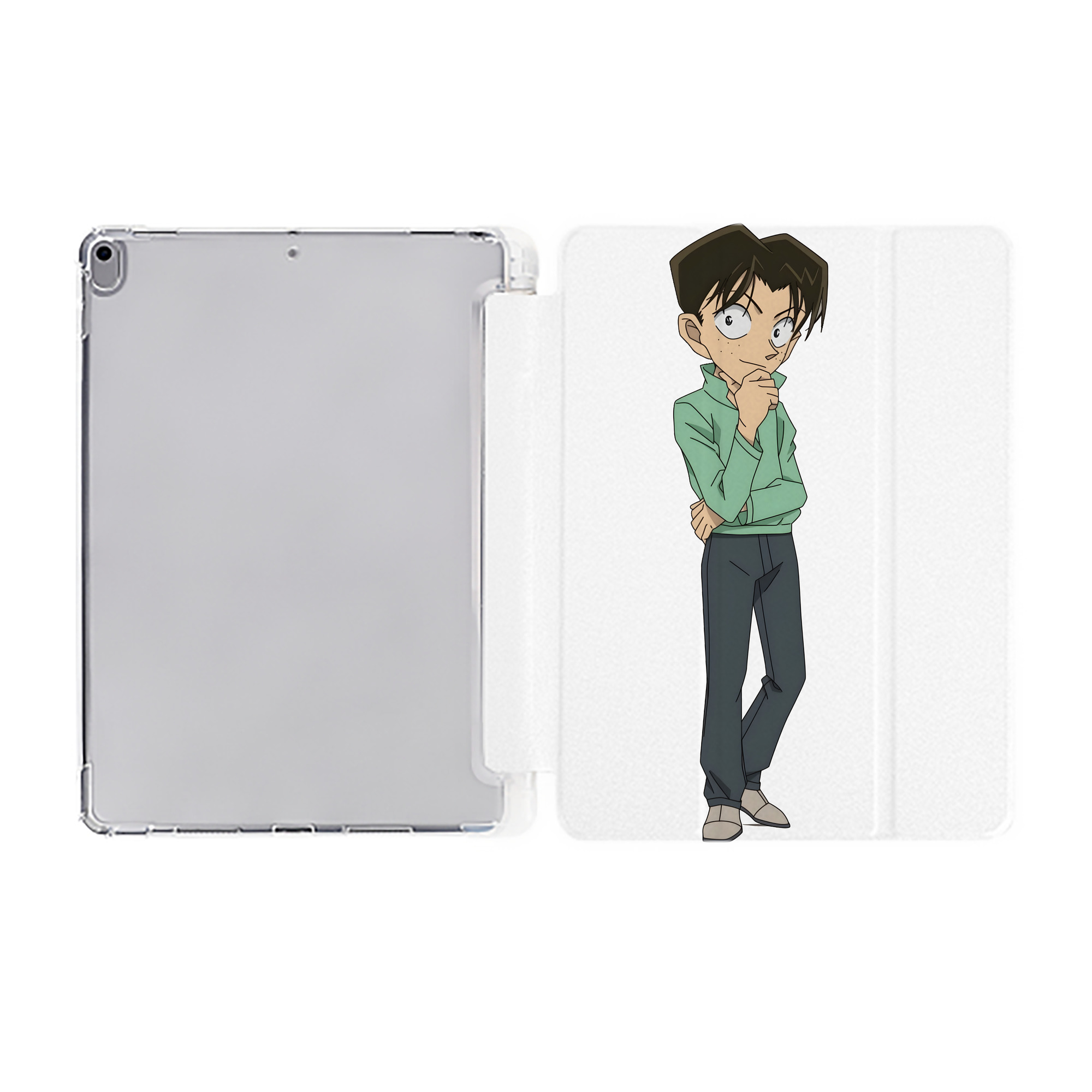 （画像用） 名探偵コナン 円谷 光彦 つぶらや みつひこ Detective Conan Mitch Tennyson IPad ケース ペン収納付き 三つ折りスタンド PUレザー×シリコン 対応機種9.5/10.5/10.9インチ